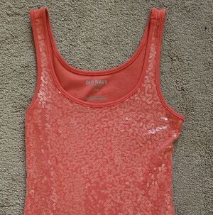 Coral Sequin Sleeveless Top